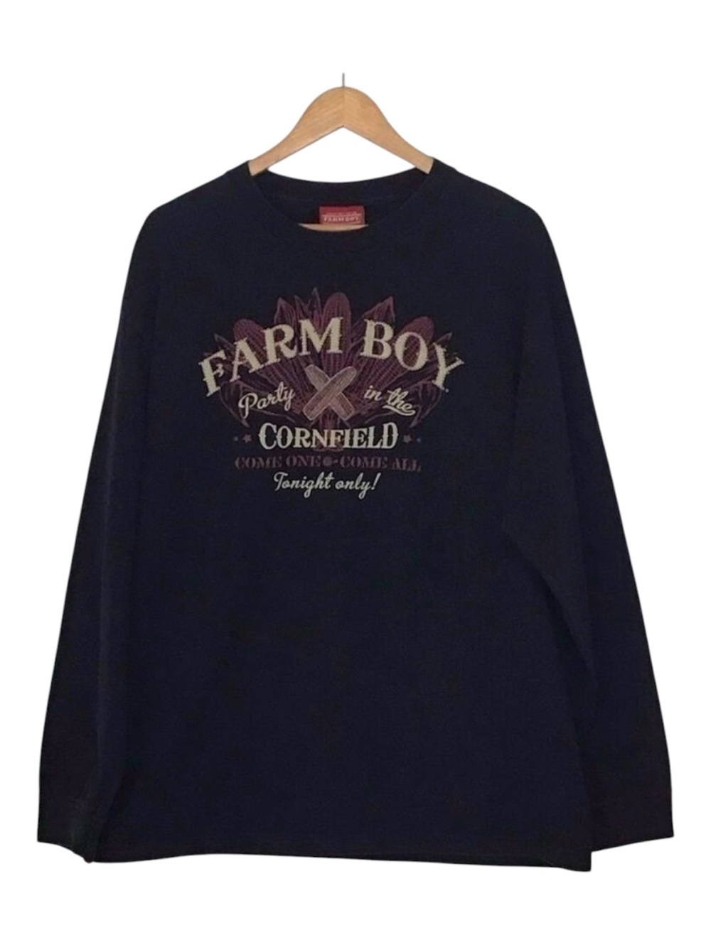 Farmboy Vintage tee southwestern country western black long sleeves t-shirt XL